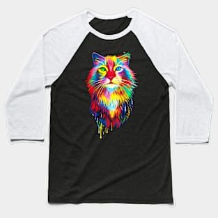 Colorful neon cat - pop art design for cat lovers Baseball T-Shirt